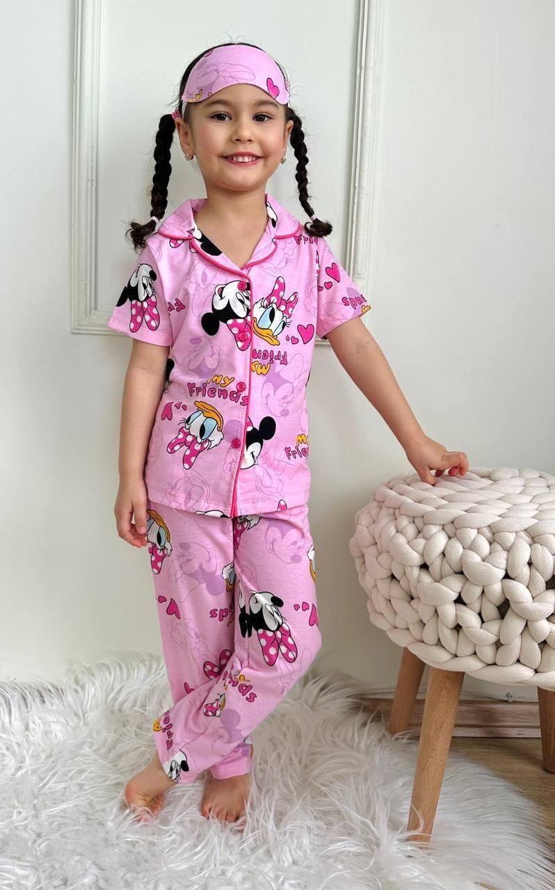 Mıckey Mouse Baskılı Kız Pijama Takımı