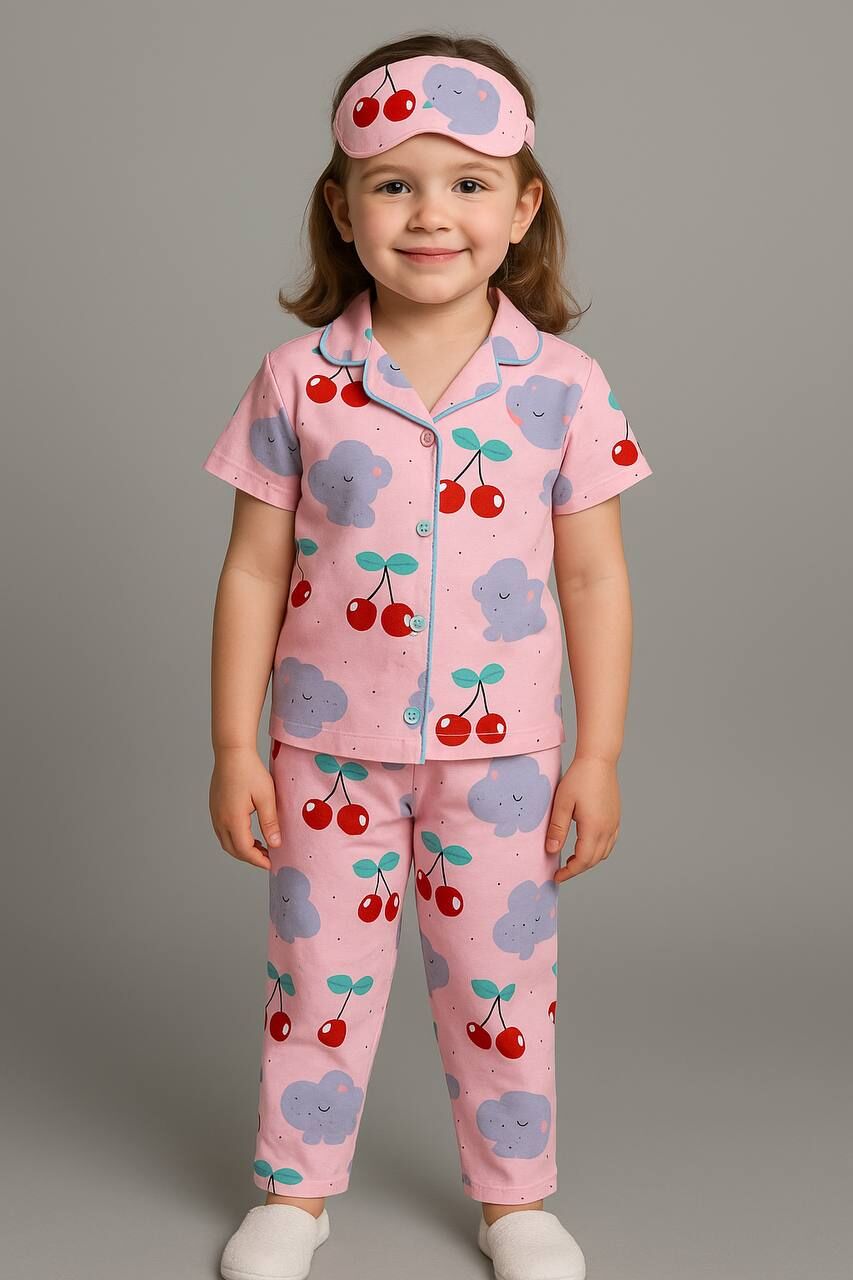Kiraz Baskılı Kız Çocuk Pijama Takımı