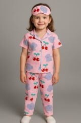 Kiraz Baskılı Kız Çocuk Pijama Takımı