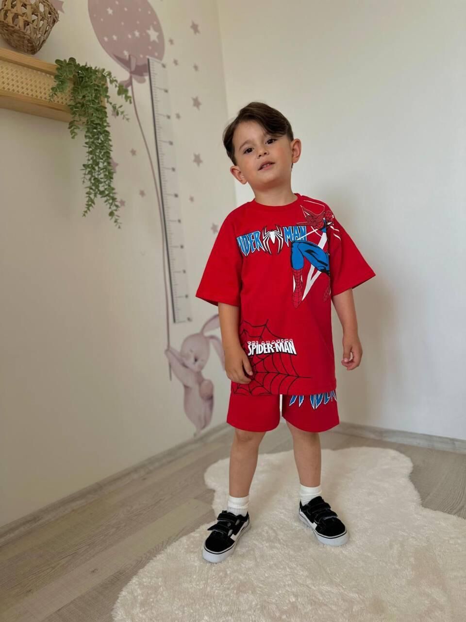 Örümcek Adam Baskılı Erkek Çocuk Şortlu Takım
