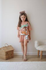 Bambi Baskılı Kız Şortlu Takım