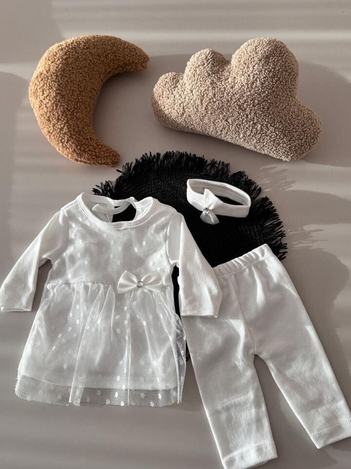 Puantiye Detaylı Taytlı Bebek Takımı