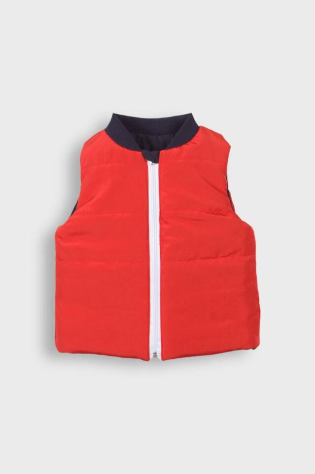Kot Sweat Çift Renk Şişme Yelek Erkek Çocuk Kombin