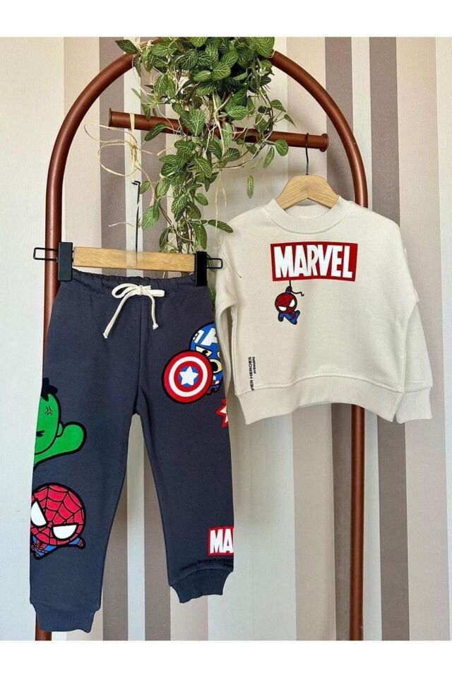 Orijinal Marka Marvel Baskılı 3 İplik Erkek Çocuk İkili Takım
