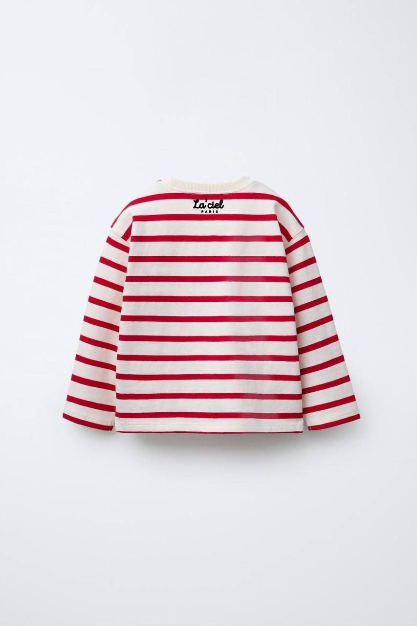 Kırmızı Çizgili Uzun Kol Sweatshirt Erkek Çocuk