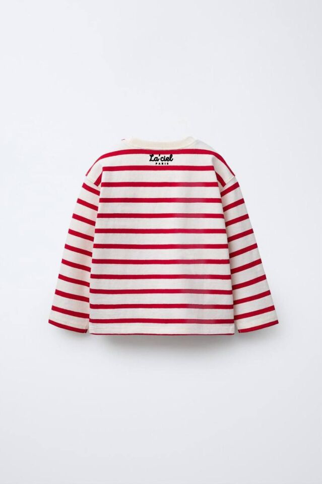 Kırmızı Çizgili Uzun Kol Sweatshirt Erkek Çocuk