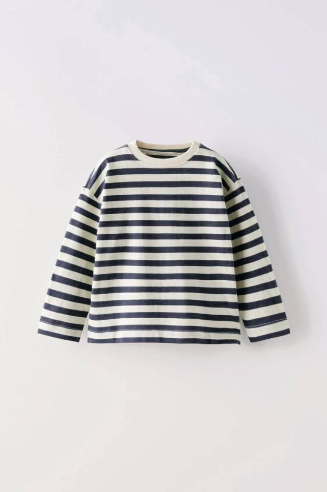 Lacivert Çizgili Uzun Kol Sweatshirt Erkek Çocuk