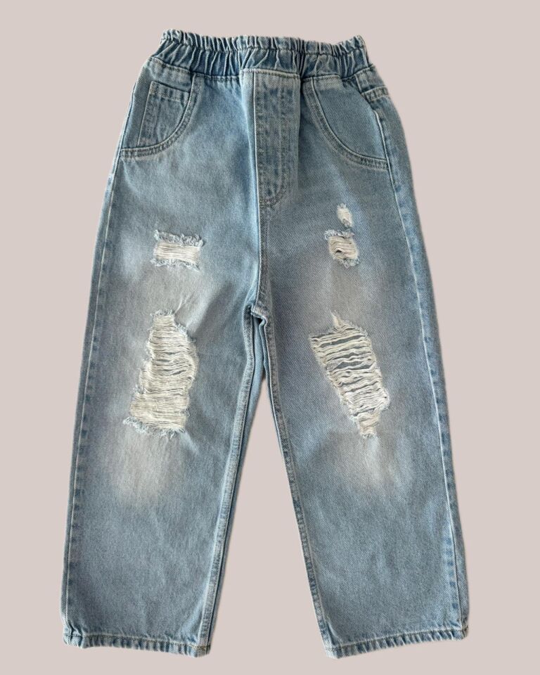Unisex Yırtık Detaylı Kot Denim Jeans Pantolon