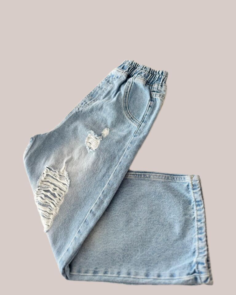 Unisex Yırtık Detaylı Kot Denim Jeans Pantolon
