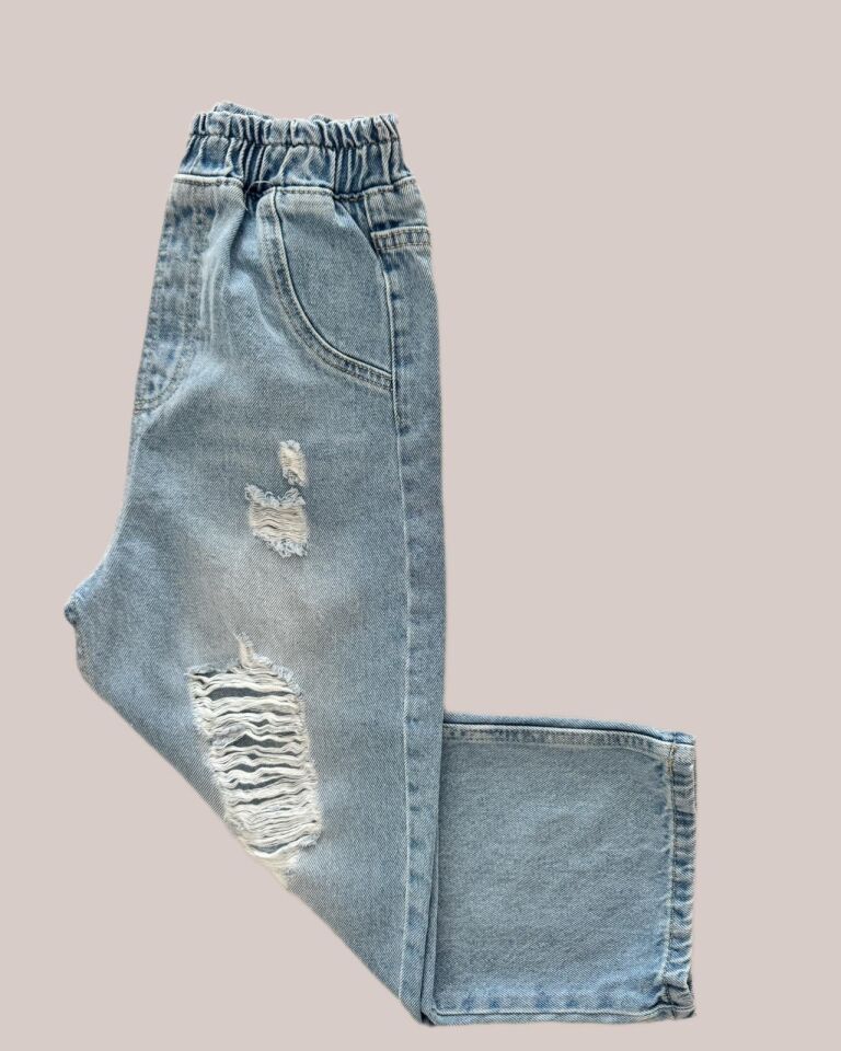 Unisex Yırtık Detaylı Kot Denim Jeans Pantolon