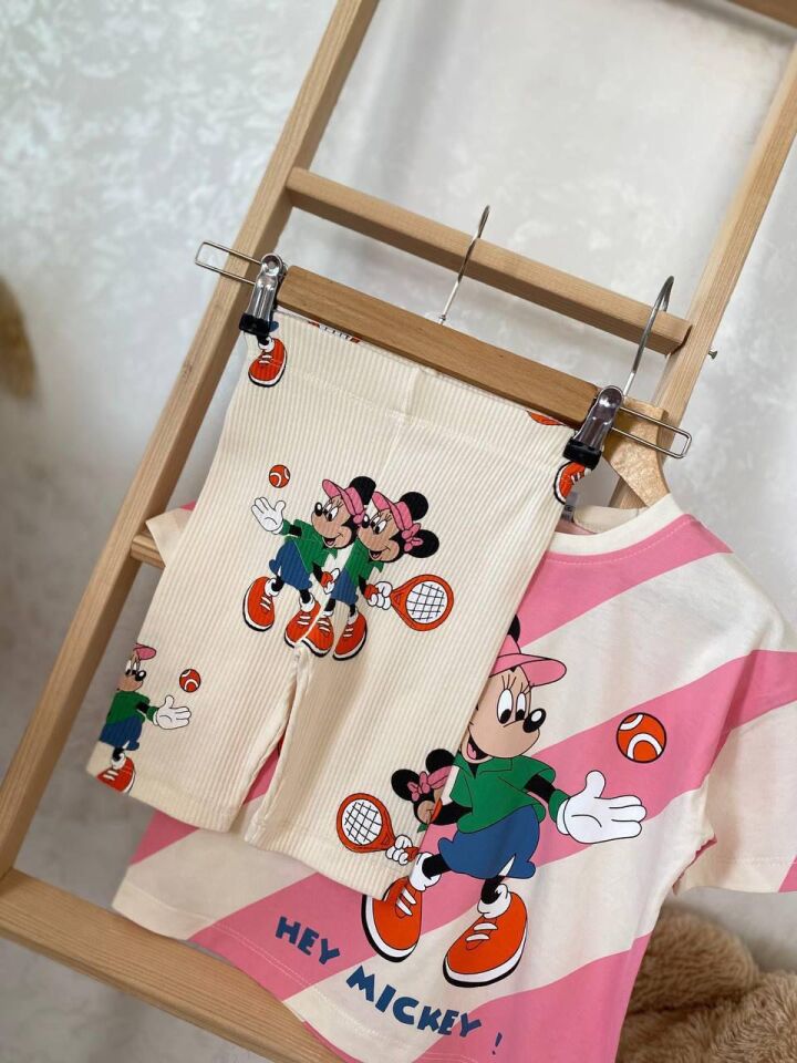 Minnie Mouse Baskılı Kız Çocuk Taytlı Takım 2'li Takım